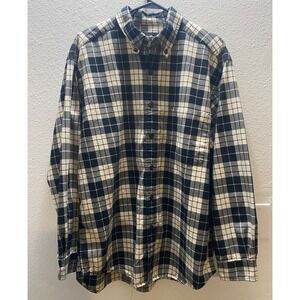 Eddie Bauer Mens L Plaid Flannel Button Up Shirt Long Sleeve 100% Cotton